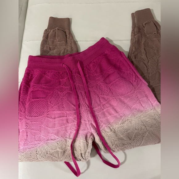 NWT TWENTY MONTREAL pink brown Knit Sweater Dip Tie Dye Joggers Pants M - Picture 12 of 13